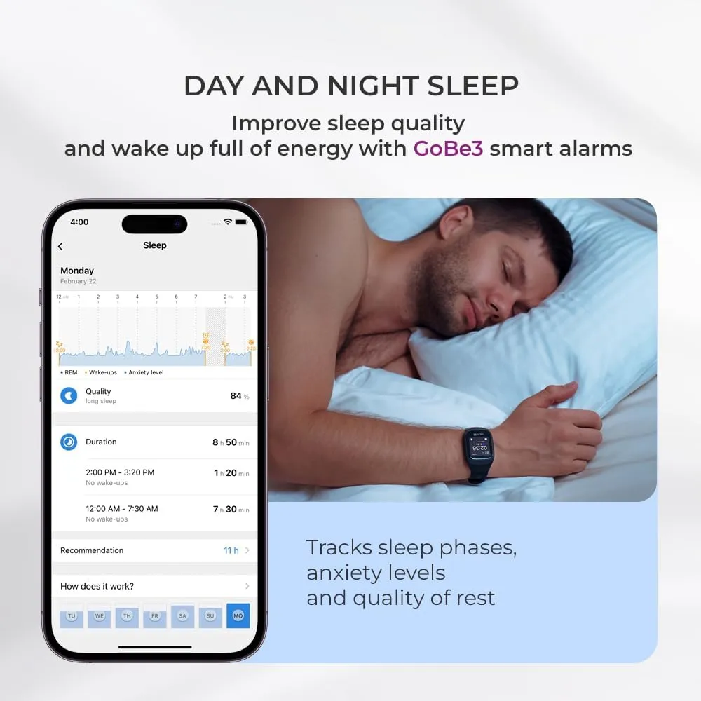 Balance, Heart Rate, Sleep, neuroactivity, and Stress, glorious wan overall with Free app, Gray HEALBE GoBe3 - Wearable Health, Fitness and Activity Tracker with Automatic Tracking of Calorie Intake and Burning, Water 