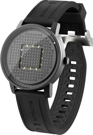 Balls Tracking Dial with Japanese Movement 40MM 3ATM Silicone Band Quartz Watch Gift Idea for Men Unique Wrist Analog infrequent Watch Magnet Mens Watch Black EUTOUR Magnetic Watch for Men Creative Magnet 