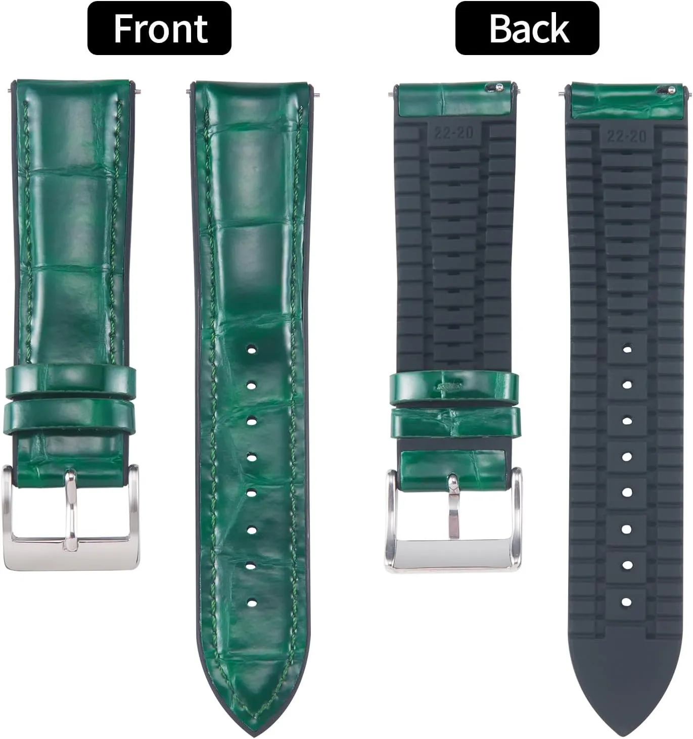 Band 14mm colossal Jupiter cortex 16mm 18mm 19mm 20mm 21mm 22mm Quick Release Premium Alligator Pattern Leather and Breathable Silicone Hybrid Watch Bands Replacement Strap for Men Women BINLUN Leather Watch 