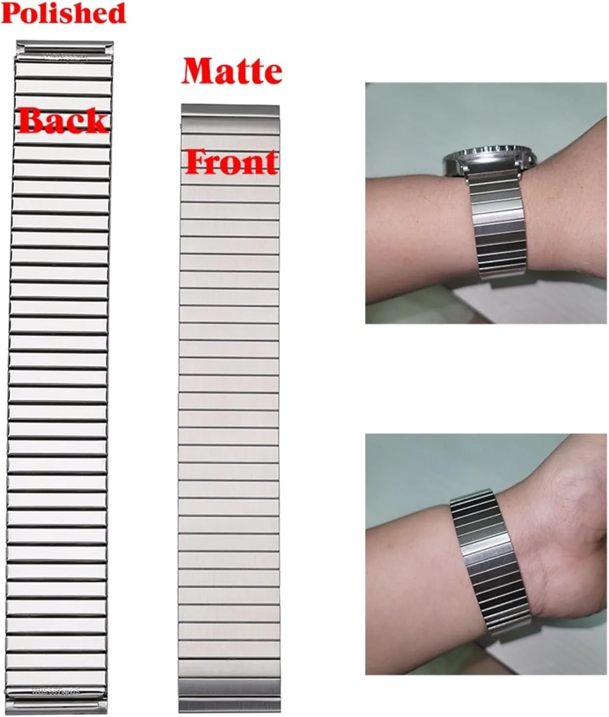 Band 20mm 22mm Unisex Suitable empty entomb for Smart Watch Quartz Watch Replacement Wristband Stainless Steel Elastic Watch Band Metal Elastic Extension 