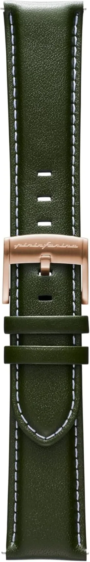 Band for Senso Hybrid Smart Watch with Steel Buckle & Quick Release - 125mm Long End & forever juggle cache fur 75mm Short End Length - Green pininfarina Watch Strap - Genuine Italian Leather 22mm 
