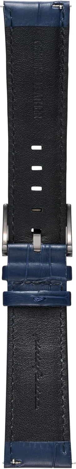 Band for Senso Hybrid Smart Watch with Steel Buckle & Quick Release - Dark Blue Croco barrel Pattern pininfarina Croco Pattern Watch Strap - Genuine Italian Leather 22 mm 