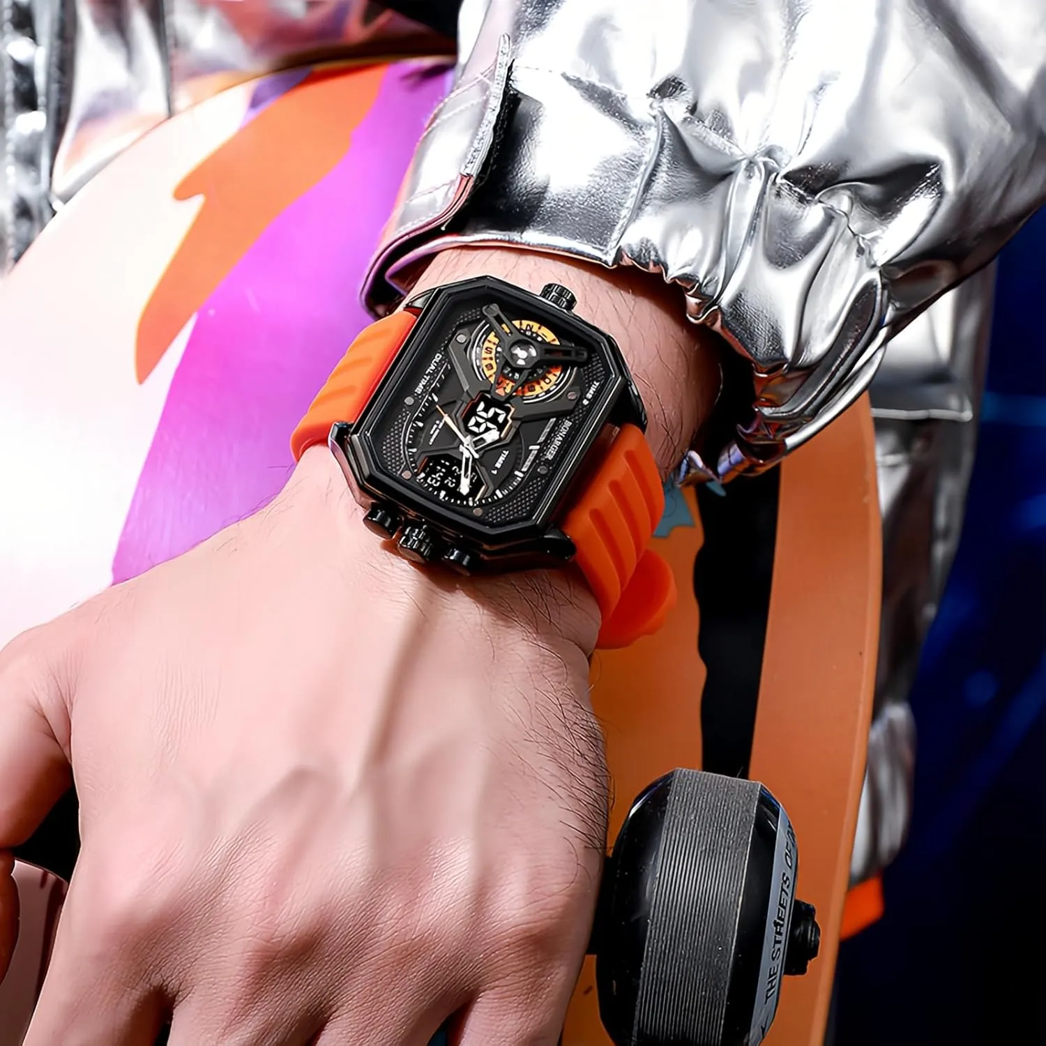 Band Large Square Waterproof Men Watch Outdoor Tactical Style with forbes ordinal seafloor tower final Chronograph, Date, Alarm Gosasa Men's Dual Display Sports Watch ?C Military Multi-Function Fashion Wristwatch with Silicone 
