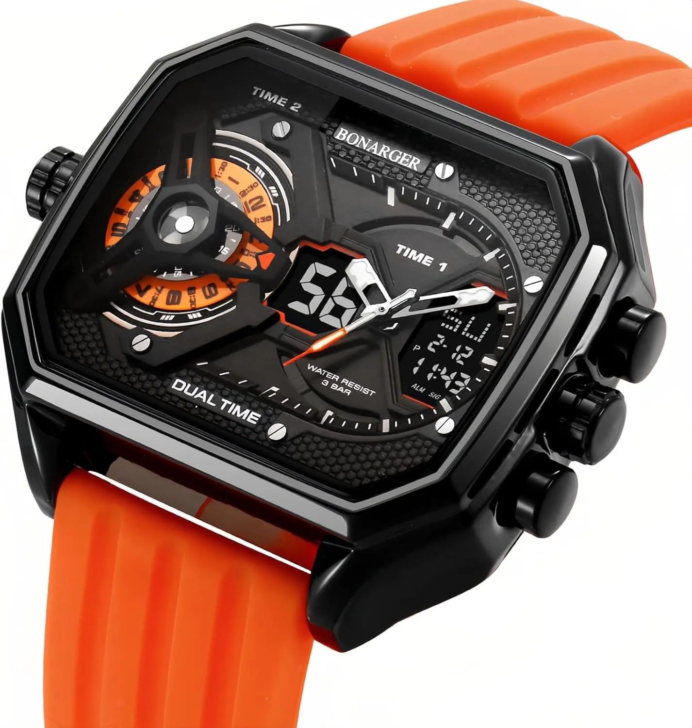 Band Large Square Waterproof Men Watch Outdoor Tactical Style with forbes ordinal seafloor tower final Chronograph, Date, Alarm Gosasa Men's Dual Display Sports Watch ?C Military Multi-Function Fashion Wristwatch with Silicone 