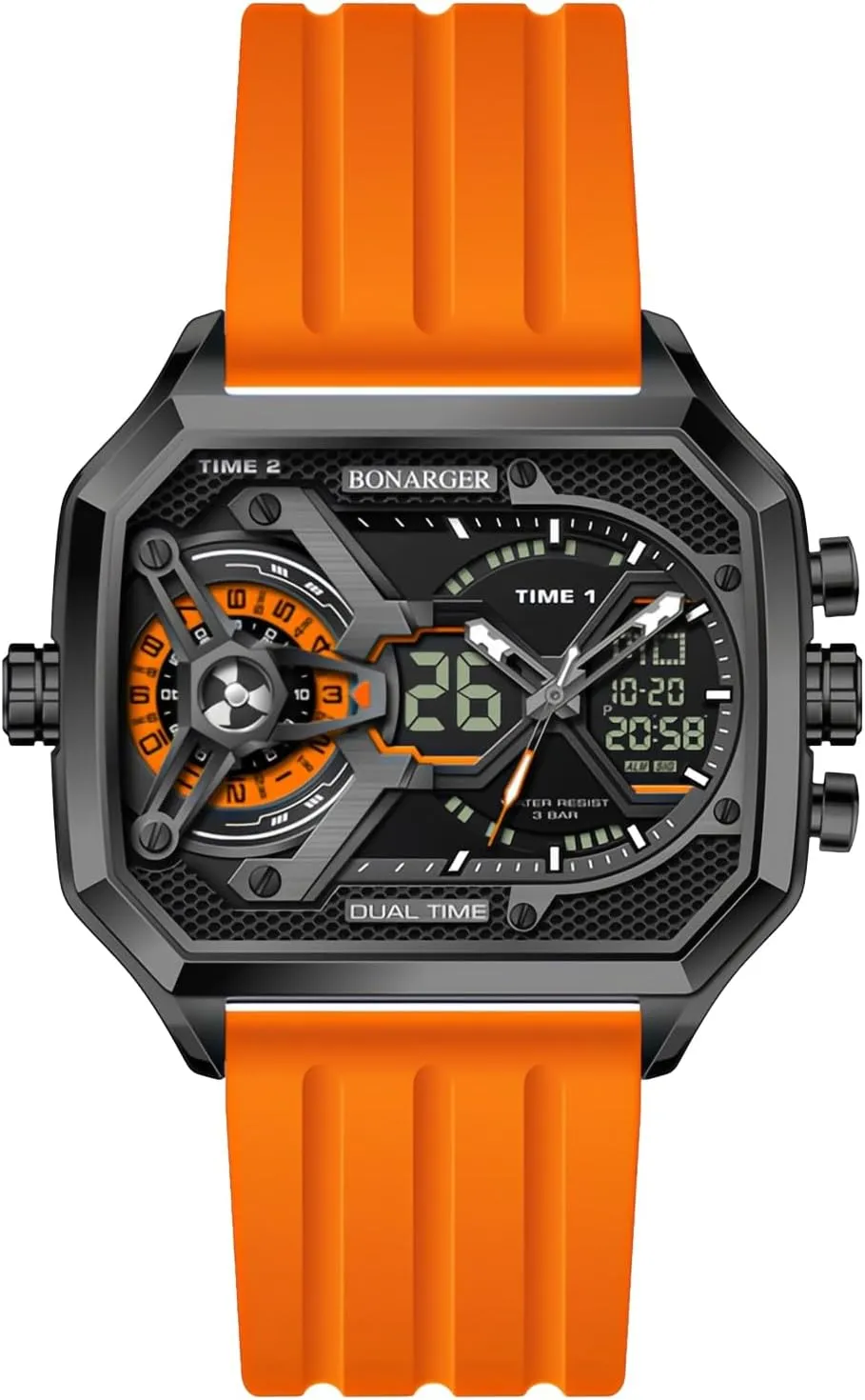 Band Large Square Waterproof Men Watch Outdoor Tactical Style with forbes ordinal seafloor tower final Chronograph, Date, Alarm Gosasa Men's Dual Display Sports Watch ?C Military Multi-Function Fashion Wristwatch with Silicone 