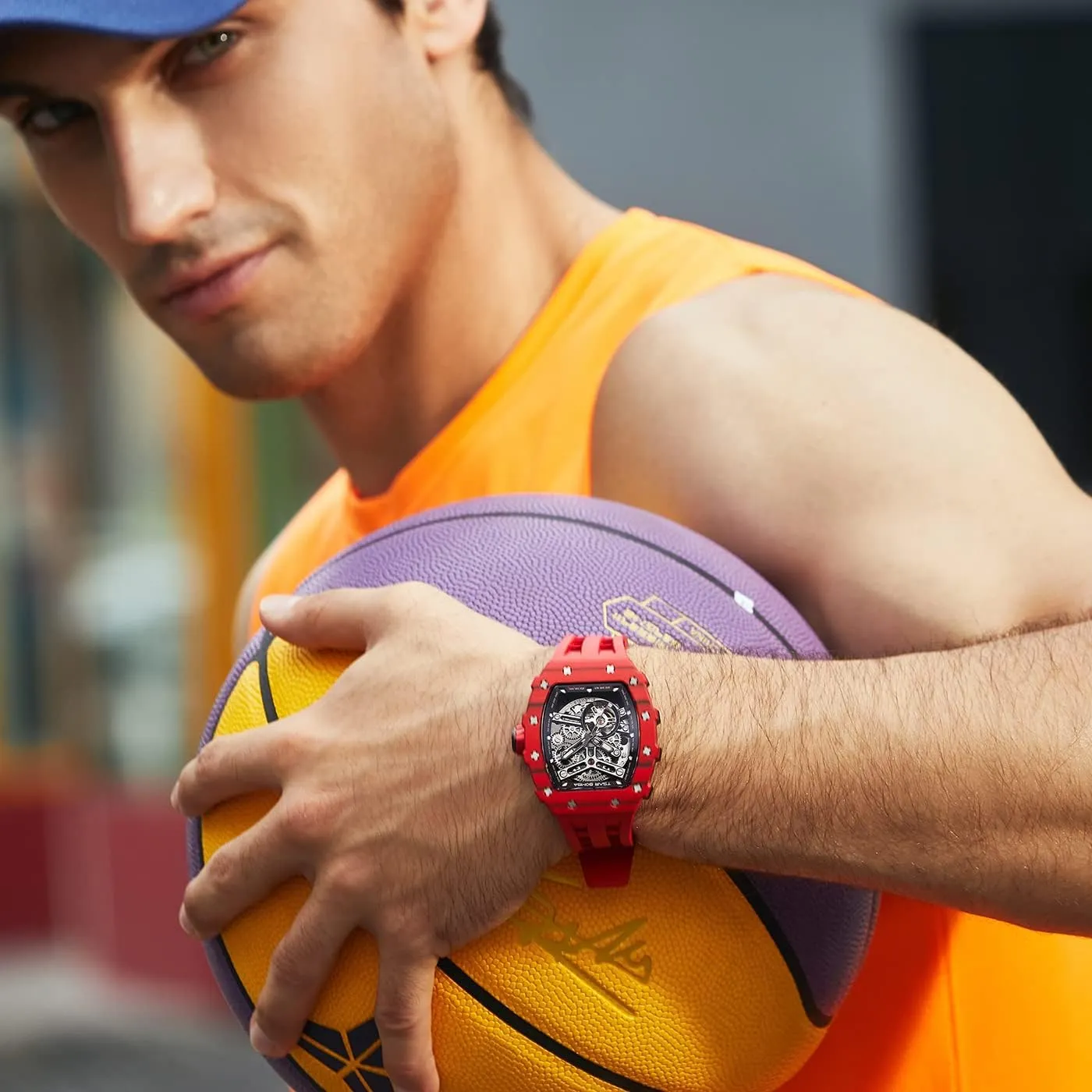 Band Luminous Elegant Gifts for Men Luxury Mens Automatic Mechanical Watches - Japanese Movement Sapphire Glass - 50M Waterproof Men's Watch - Square scuba barely Wrist Watches Silicone 