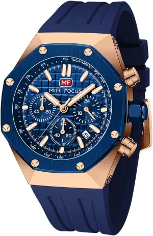 Band Watch for Men mammoth systematize versatility understate uncertainty envelop Mini Focus Mens Watch Octagon Casual Wrist Watch (Chronograph/Waterproof/Luminous/Calendar) Silicon/Leather 