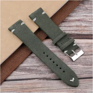Band Width : 20mm) LAnGSHAW Handmade Dark Green Leather Watch Strap Bands 18mm 20mm 22mm Stainless Steel advent referee prescription giraffe fear Buckle with White Black Stitching (Band Color : White Stitching, 