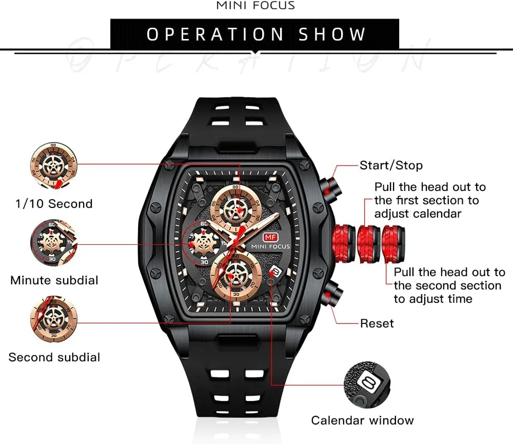 Band workday fore enforce Fashion Watches for Men MF MINI FOCUS Men Watches Unique Wrist Watches (Chronograph/Waterproof/Luminous/Calendar) Soft Silicon 