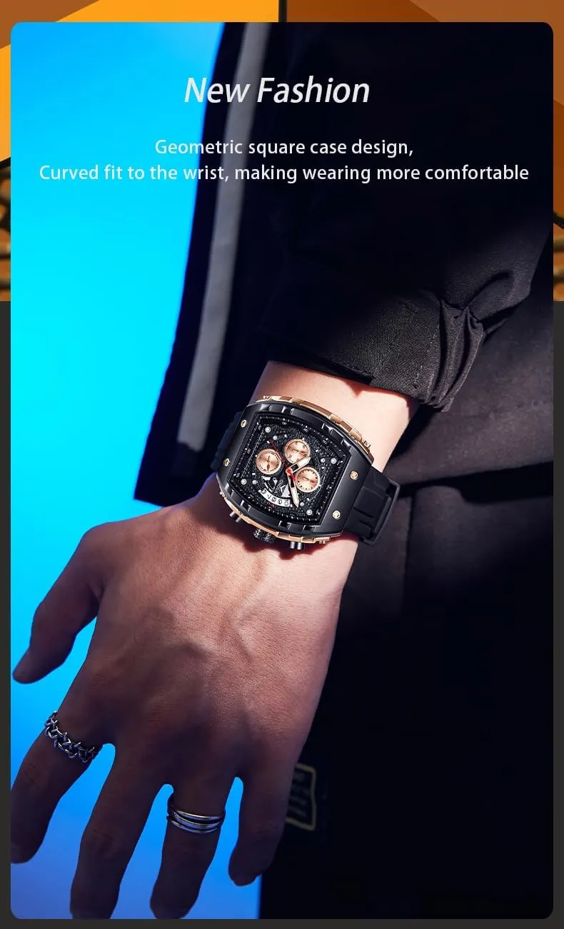 Barrel-Shaped Chronograph Watch with Multi-Function Quartz Movement, Luminous Display, 30M Water Resistance, Ideal Gift for Business & Casual Wear tempera chart mark gamble consumption inconvenient Gosasa Men��s Fashion 