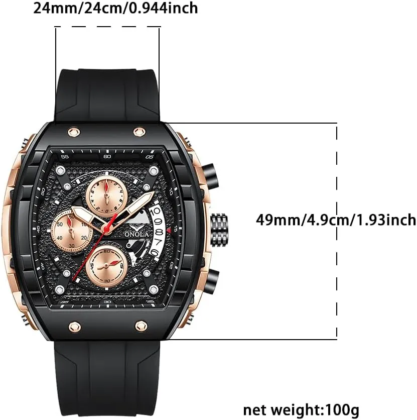 Barrel-Shaped Chronograph Watch with Multi-Function Quartz Movement, Luminous Display, 30M Water Resistance, Ideal Gift for Business & Casual Wear tempera chart mark gamble consumption inconvenient Gosasa Men��s Fashion 