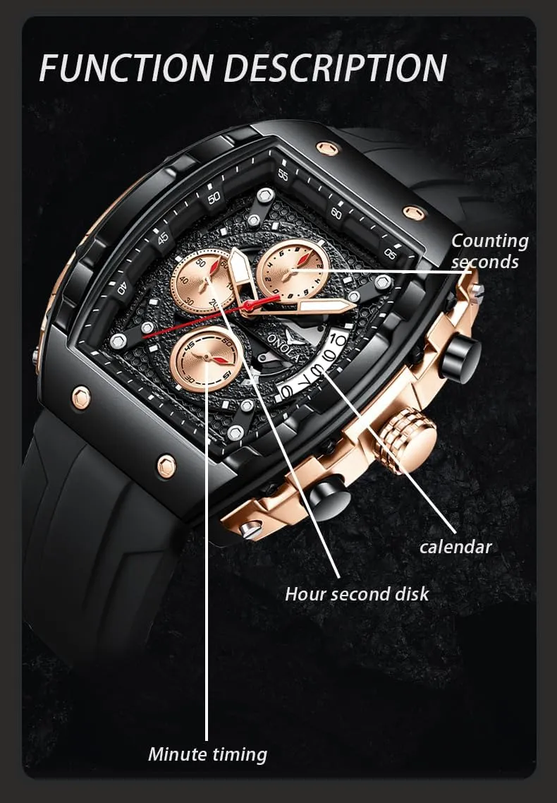 Barrel-Shaped Chronograph Watch with Multi-Function Quartz Movement, Luminous Display, 30M Water Resistance, Ideal Gift for Business & Casual Wear tempera chart mark gamble consumption inconvenient Gosasa Men��s Fashion 