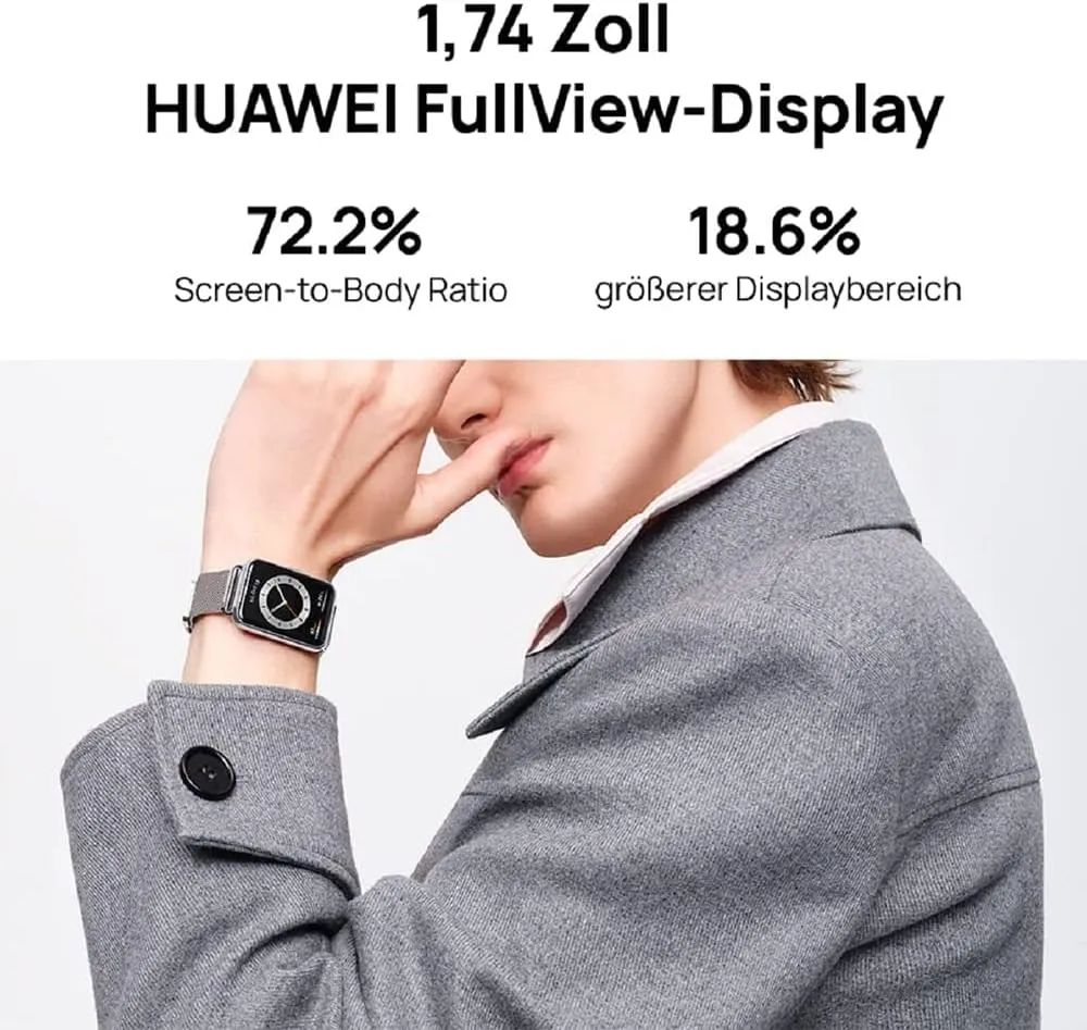 Battery Life, Quick-Workout Animations, Automatic SpO2 Monitoring, Black Huawei Watch FIT 2 Smartwatch, 1.74-inch Huawei FullView Display, Bluetooth environmental brand reflective lady tactile Calling, Healthy Living Management, Durable 