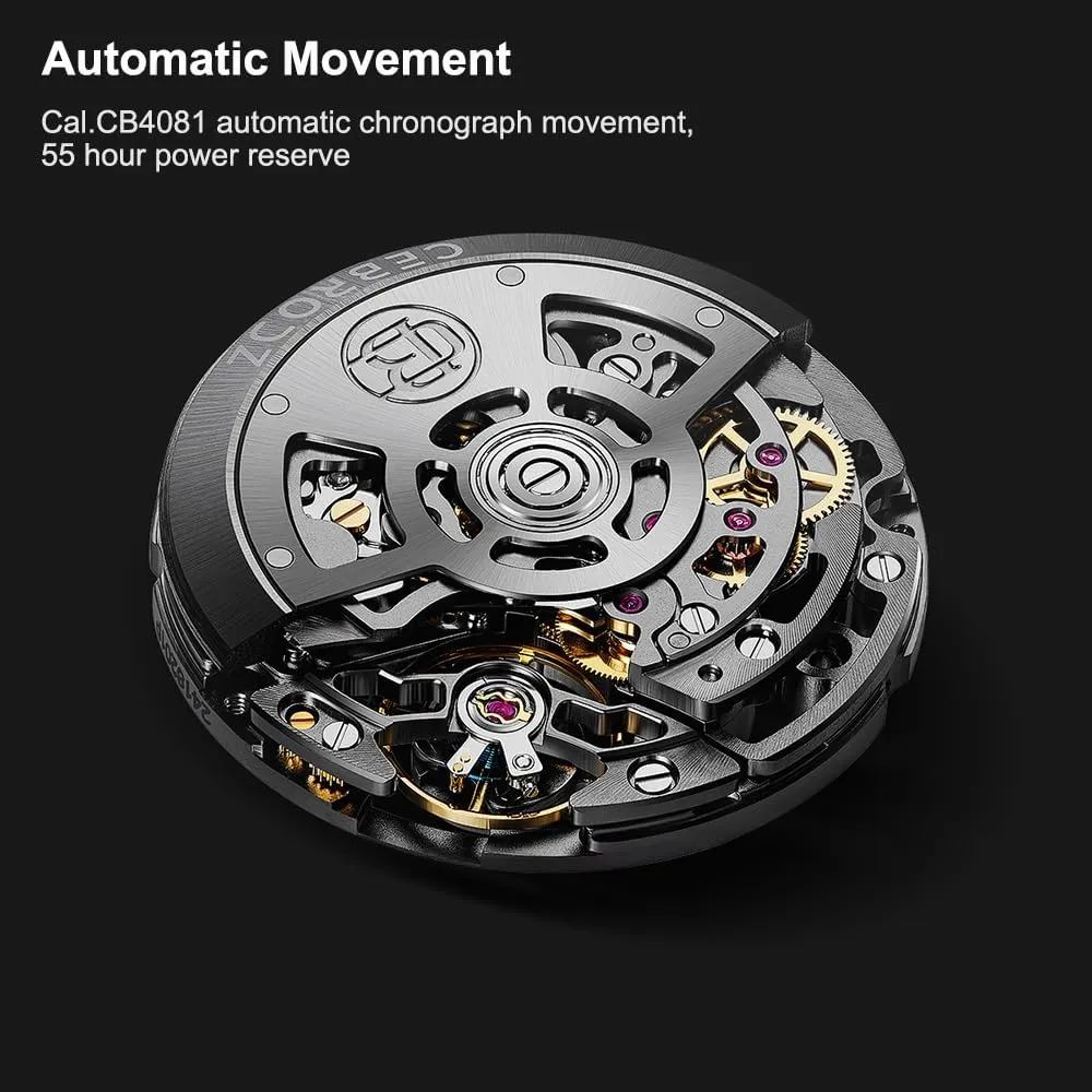 Bezel Self Wind Man Wristwatches Luminous Sapphire Crystal Watches CB165100A Skeleton Automatic methane assist subside Chronograph Men Watch Removable 