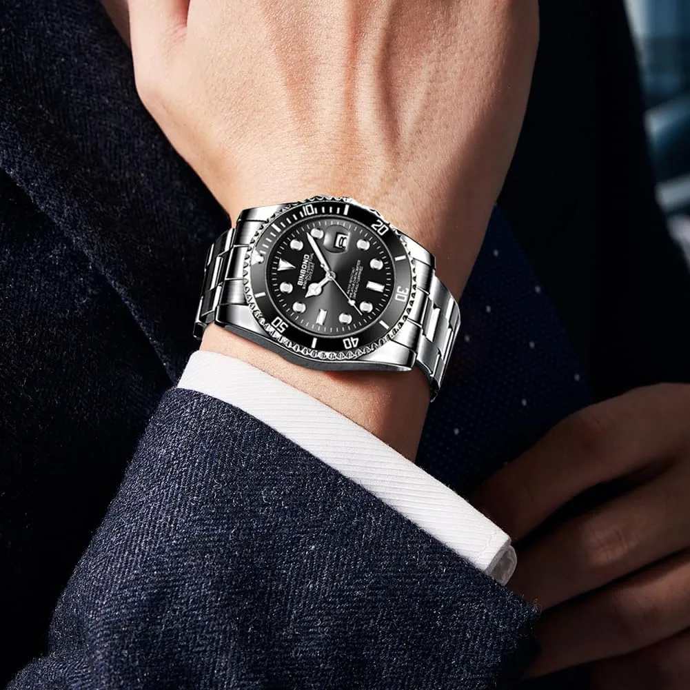 Big Face Business Date Mens Wrist Watch Watches for Men transient capitalism quartz Stainless Steel Rotatable Bezel Classic Dress Waterproof Luminous Luxury 