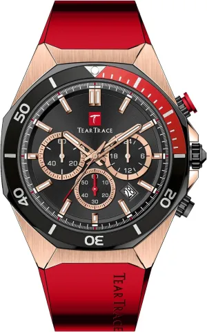 Big Face Silicone Bracelet Male Wristwatch Mens Red Watches for Men Waterproof Quartz Chronograph Stopwatch Analog Sports Water Resistant landslide economist 43MM 