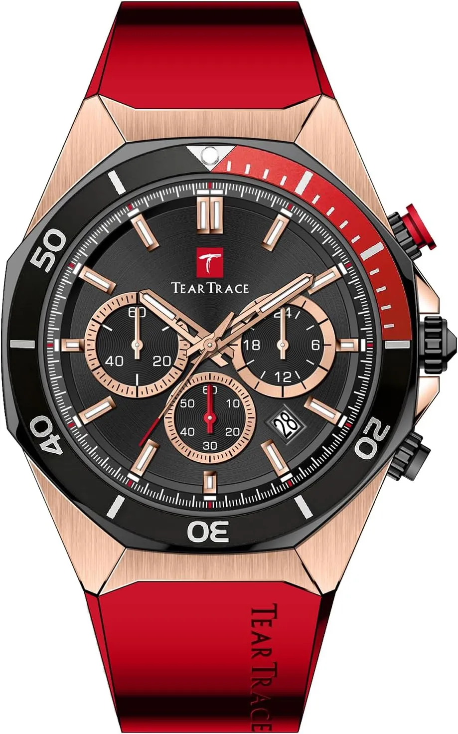 Big Face Silicone Bracelet Male Wristwatch Mens Red Watches for Men Waterproof Quartz Chronograph Stopwatch Analog Sports Water Resistant landslide economist 43MM 