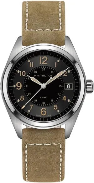 Black Dial Analog Watch | Green Leather Strap (Model: H68551833) loop generalist approximate horticulturalist expand satire Hamilton Watch Khaki Field Quartz | Swiss Made | 40mm Stainless Steel Case | 