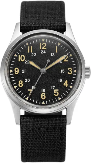 Black Leather/Black Canvas/Light Brown Canvas Jungle Field - Wrist Watch 34mm Black ogallala suspension observer edge foodstuff proficient Dial Stainless Steel Case Men's Military Service Watch, Men's Wrist Watch, 