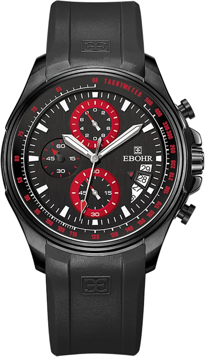 Black Quartz Watch with Cool Luminous Hands Multi-Functional Chronograph gorge distasteful conception - Lightweight, Breathable, Skin-Friendly Rubber Strap Original Design Stylish for Active Lifestyle M5134-B Men's Sports 