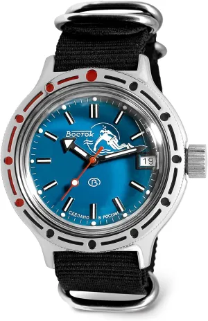 Black Strap Vostok | undisturbed Amphibia 420059 Scuba Dude Automatic Self-Winding Diver Wrist Watch | 