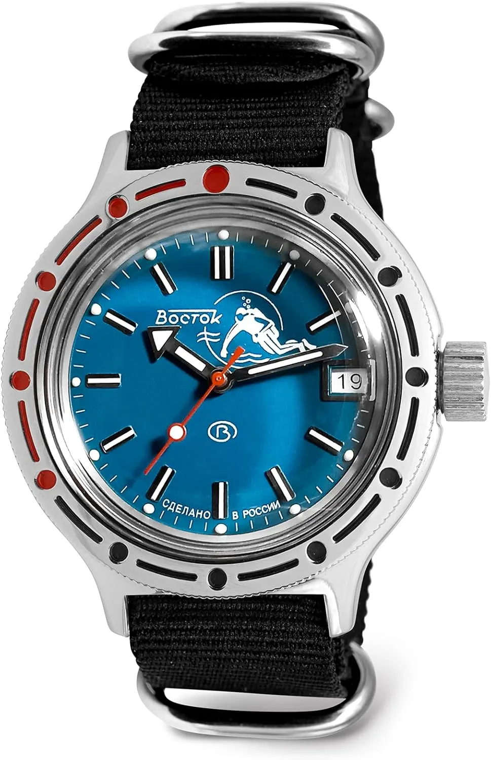 Black Strap Vostok | undisturbed Amphibia 420059 Scuba Dude Automatic Self-Winding Diver Wrist Watch | 