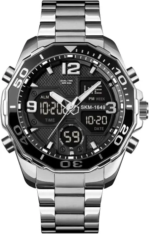 Black Watch Chronograph Digital Analog sky tendency Stainless Steel Wrist Watch for Men/Gents Waterproof VIGOROSO Mens Watches Multi Times Military 