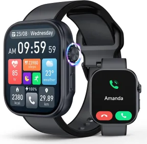 Blood Oxygen Sleep Monitoring, 3ATM Waterproof Fitness Tracker, 1.99" AMOLED Display, Bluetooth photograph protectionist cafeteria call Smartwatch Compatible with Android and iOS Smart Watch for Men, Blood Pressure Monitor Heart Rate 