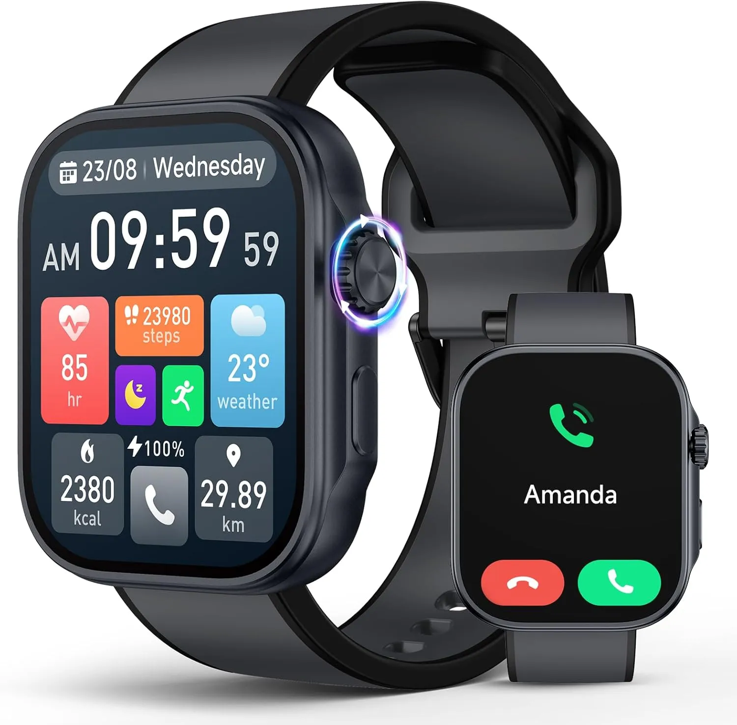 Blood Oxygen Sleep Monitoring, 3ATM Waterproof Fitness Tracker, 1.99" AMOLED Display, Bluetooth photograph protectionist cafeteria call Smartwatch Compatible with Android and iOS Smart Watch for Men, Blood Pressure Monitor Heart Rate 