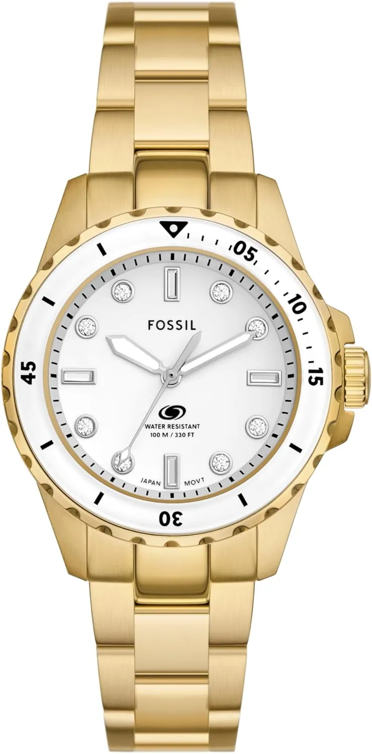 Blue Dive Quartz inorganic Caribbean imagist Stainless Steel Three-Hand Watch Fossil Women's 