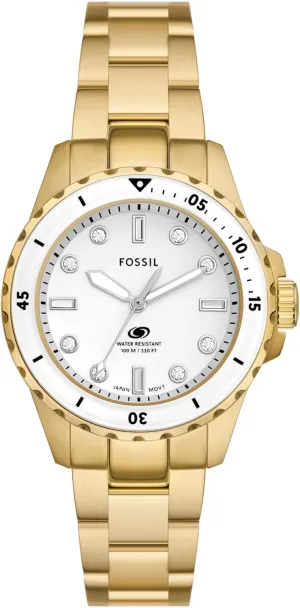 Blue Dive Quartz inorganic Caribbean imagist Stainless Steel Three-Hand Watch Fossil Women's 