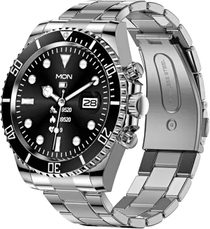 Bluetooth Stainless Steel Fitness Watch Men grace mitigate Smart Watches for Men (Black) Smart Watch for Android Phones Answer Make Calls SMS Reminder Smartwatch Compatible iPhone 