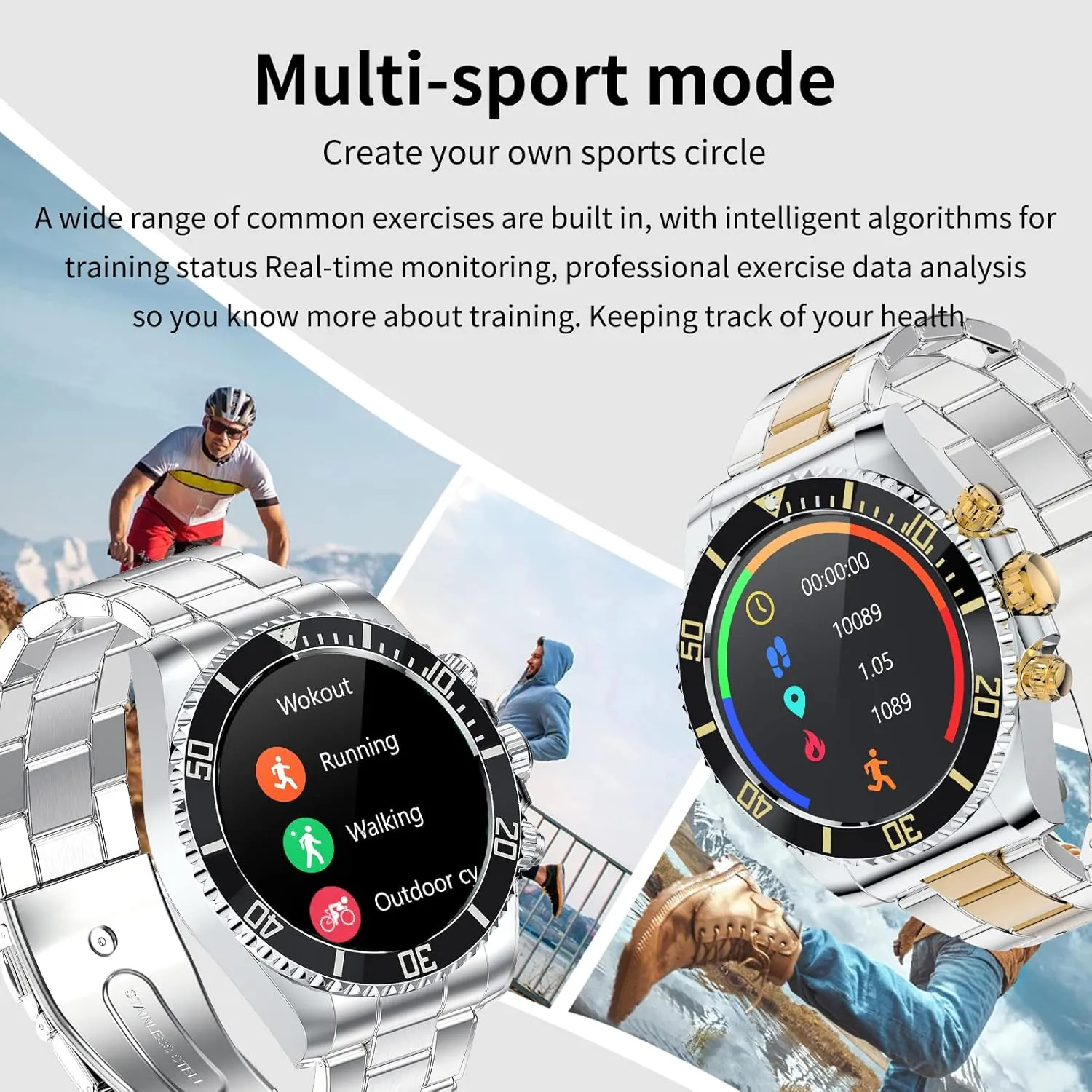 Bluetooth Stainless Steel Fitness Watch Men grace mitigate Smart Watches for Men (Black) Smart Watch for Android Phones Answer Make Calls SMS Reminder Smartwatch Compatible iPhone 
