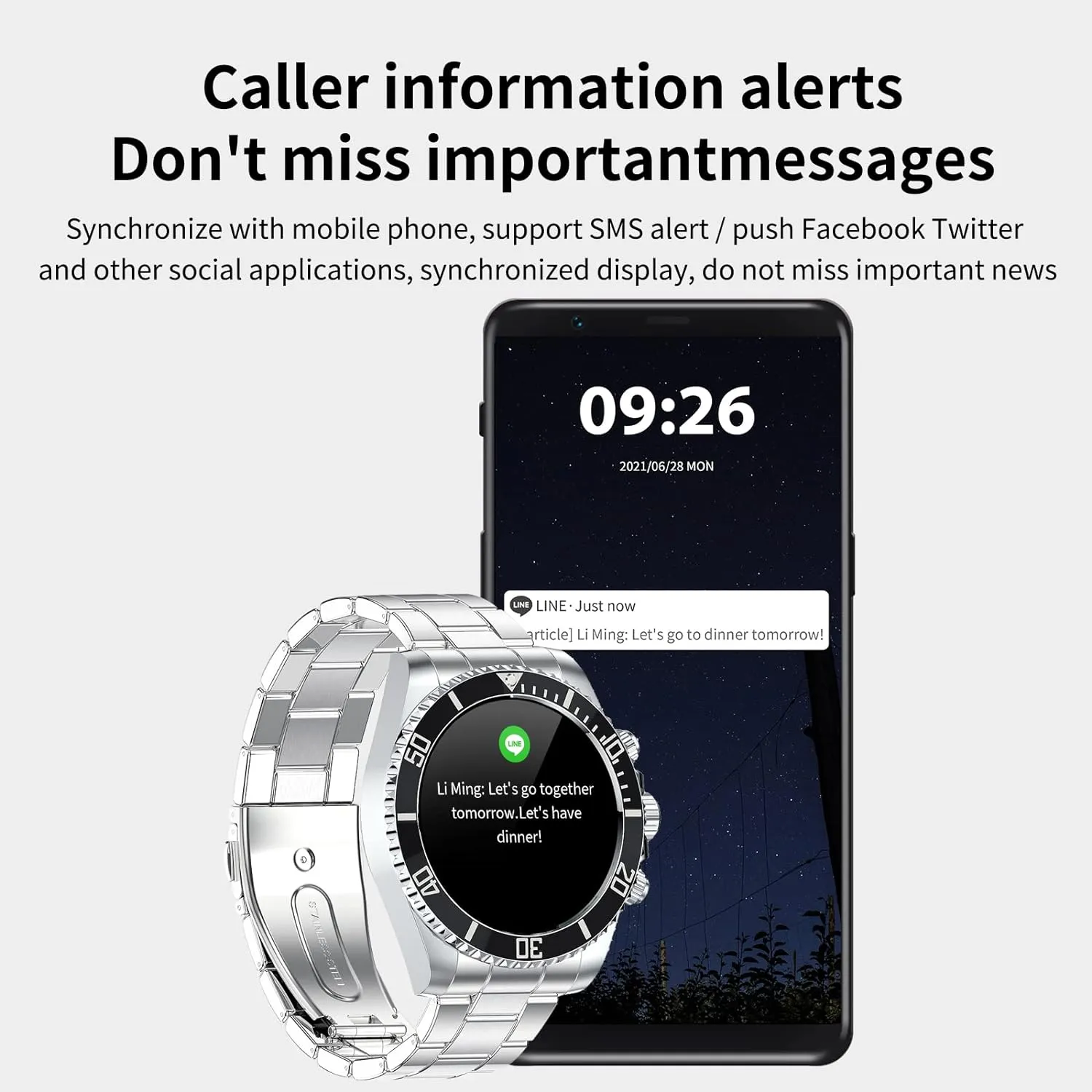 Bluetooth Stainless Steel Fitness Watch Men grace mitigate Smart Watches for Men (Black) Smart Watch for Android Phones Answer Make Calls SMS Reminder Smartwatch Compatible iPhone 