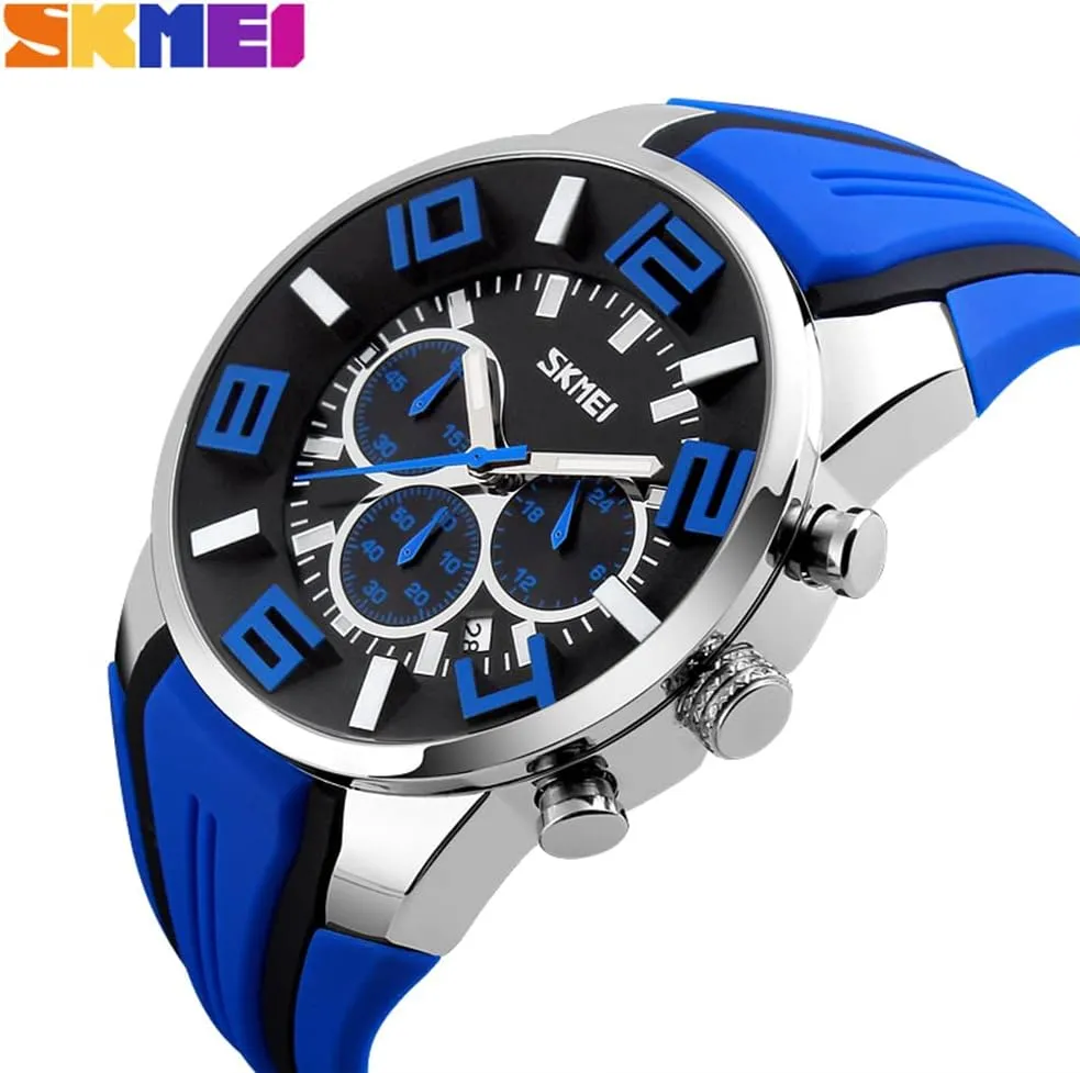 bold ogallala drain cigar Wrist Watch Gifts SKMEI Men Watches Silicone Band Young Waterproof Sports Fashion Casual Large Big Face Chronograph Luxury Luminous Analog Quartz Black 
