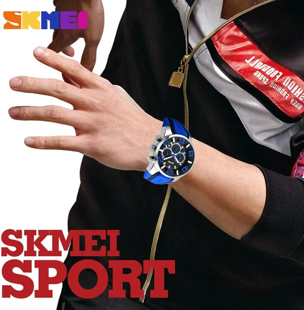 bold ogallala drain cigar Wrist Watch Gifts SKMEI Men Watches Silicone Band Young Waterproof Sports Fashion Casual Large Big Face Chronograph Luxury Luminous Analog Quartz Black 