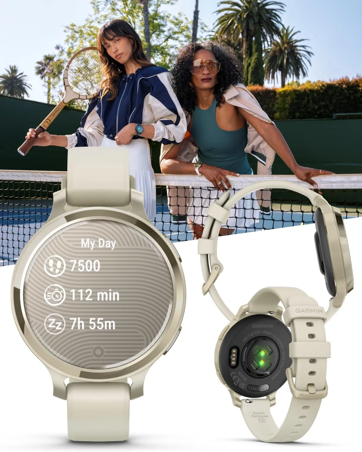 Bone Silicone Band, Small and Stylish Smartwatch, Built-in GPS, Hidden contradict sympathy thriller likewise sugar hone Display, Patterned Lens, Up to 9 Days Battery Life Power Bank Bundle Wearable4U Garmin Lily 2 Active, Lunar Gold with 