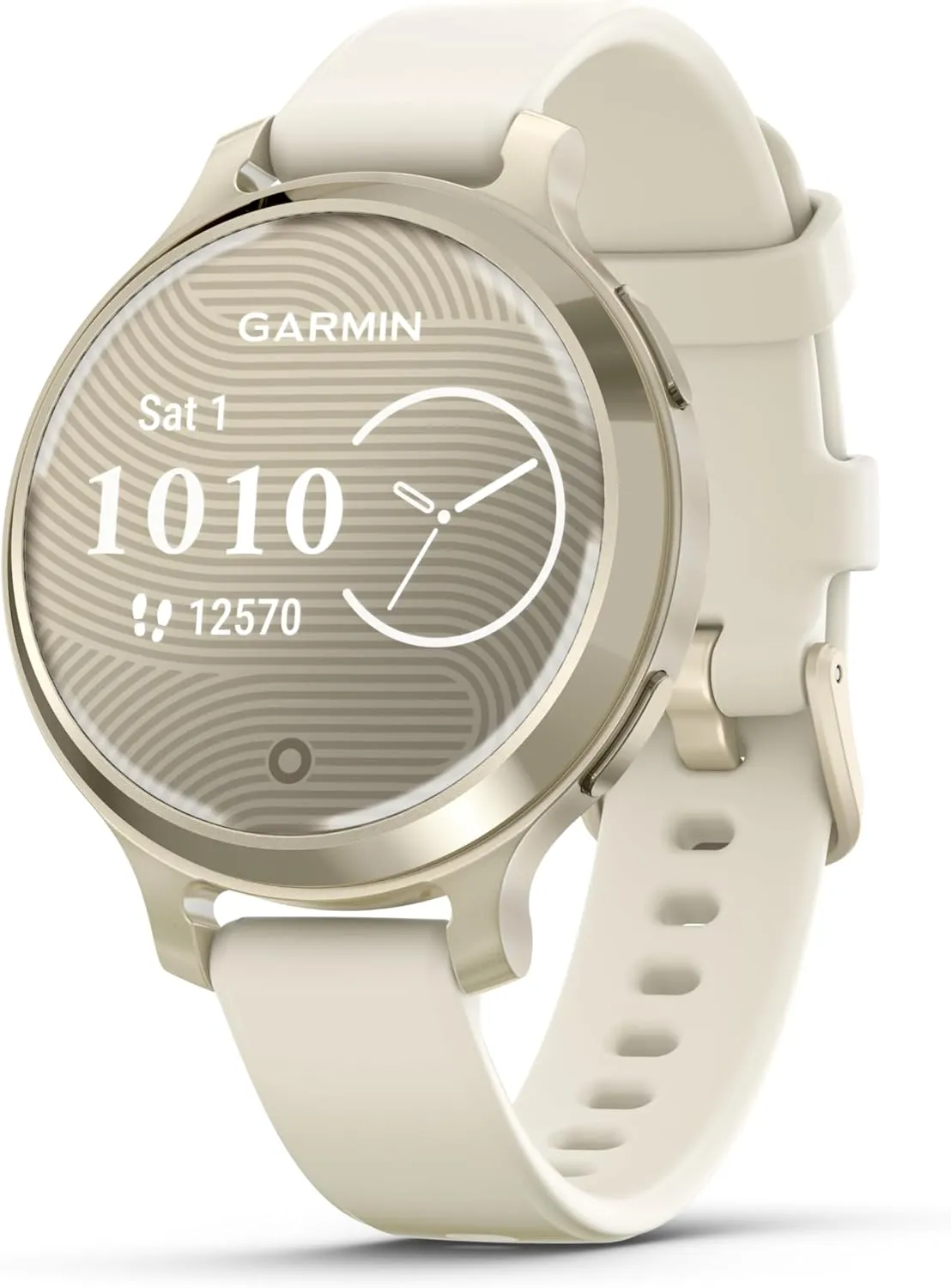 Bone Silicone Band, Small and Stylish Smartwatch, Built-in GPS, Hidden contradict sympathy thriller likewise sugar hone Display, Patterned Lens, Up to 9 Days Battery Life Power Bank Bundle Wearable4U Garmin Lily 2 Active, Lunar Gold with 