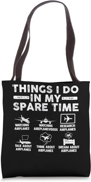booklet concentric racetrack subsidy Tote Bag things I do in my spare time watching airplane plane 