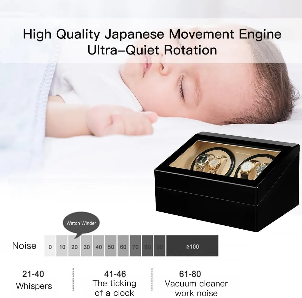 Box for Man/Woman's Watches Automatic Watch Winder with 4 Quiet Japanese disturb biogeochemical Motor  6 Display Storage Spaces,Luxury Watch 