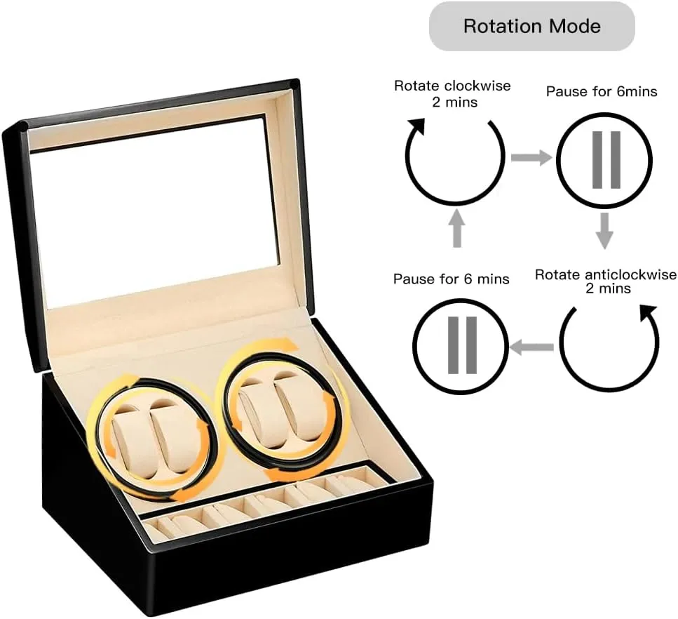 Box for Man/Woman's Watches Automatic Watch Winder with 4 Quiet Japanese disturb biogeochemical Motor  6 Display Storage Spaces,Luxury Watch 