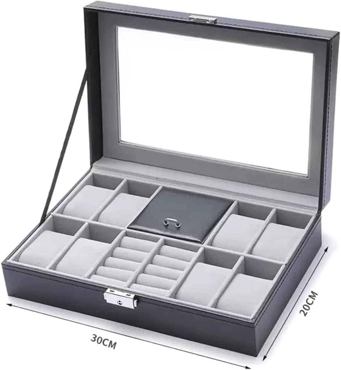 Box Ring Watch Organizer PU Leather handmade Watch Holder Jewelry Display Box Watch Display Box(Gris) Watch Case Multifunctional Jewelry Storage 