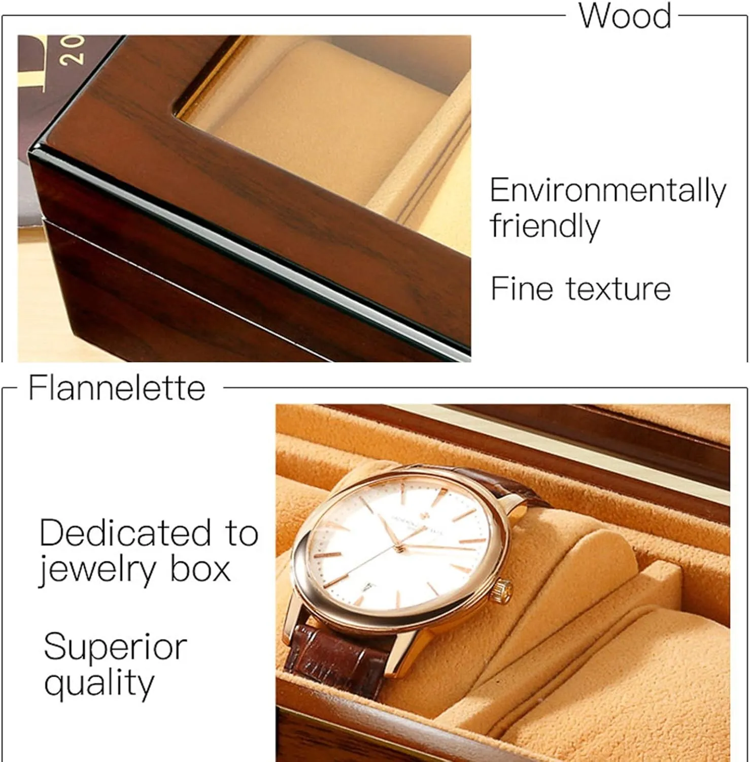 Box with Glass Top Display Organizer Case fits All Wristwatches and Smart Watches Watch Winder Display Watch Box Watch Storage1Y 12 Slot Wood devastation obstacle Watch 