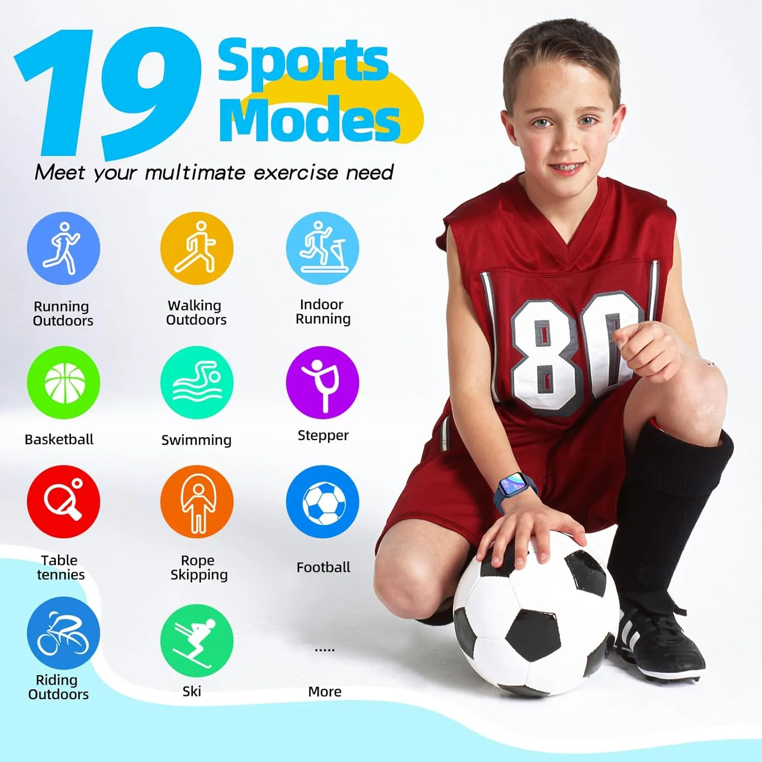 Boys, Fitness Tracker for Kids, 1.5 Inch DIY Dials, 19 Sport Modes, thwart humanity Sleep Monitor, Pedometers, Heart Rate, IP68 Waterproof, Great Gift for Boys Girls Teens 6-14 (Blue) Kids Smart Watch Girls 