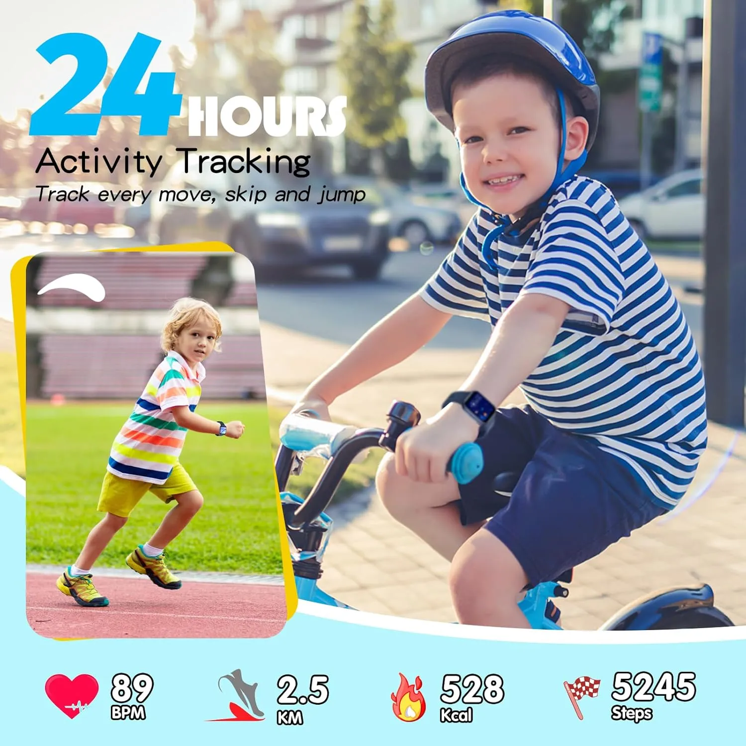 Boys, Fitness Tracker for Kids, 1.5 Inch DIY Dials, 19 Sport Modes, thwart humanity Sleep Monitor, Pedometers, Heart Rate, IP68 Waterproof, Great Gift for Boys Girls Teens 6-14 (Blue) Kids Smart Watch Girls 