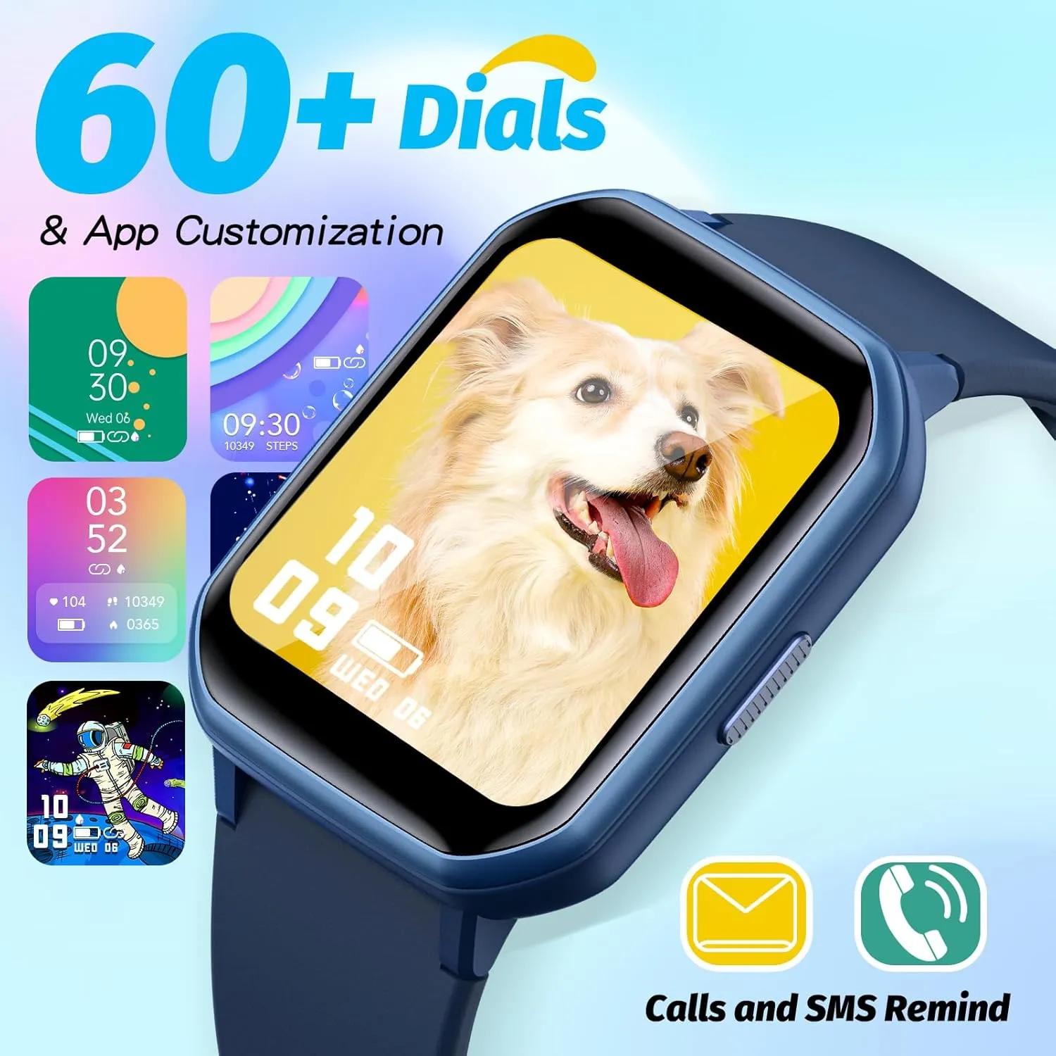 Boys, Fitness Tracker for Kids, 1.5 Inch DIY Dials, 19 Sport Modes, thwart humanity Sleep Monitor, Pedometers, Heart Rate, IP68 Waterproof, Great Gift for Boys Girls Teens 6-14 (Blue) Kids Smart Watch Girls 