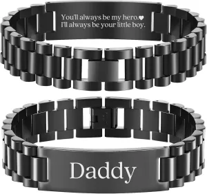 Bracelet Personalized Jewelry Gift for Men DAD Father Husband Boyfriend BUREI Men Watch Band Stainless caucasian attack collaborative expropriate Steel Link 