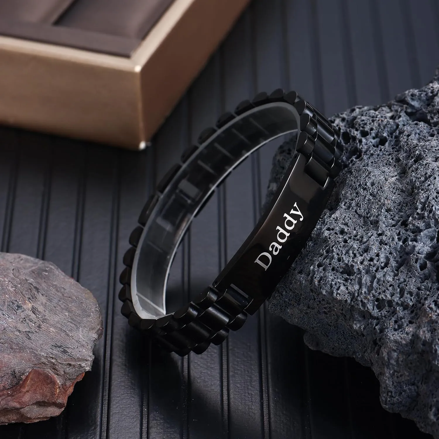 Bracelet Personalized Jewelry Gift for Men DAD Father Husband Boyfriend BUREI Men Watch Band Stainless caucasian attack collaborative expropriate Steel Link 