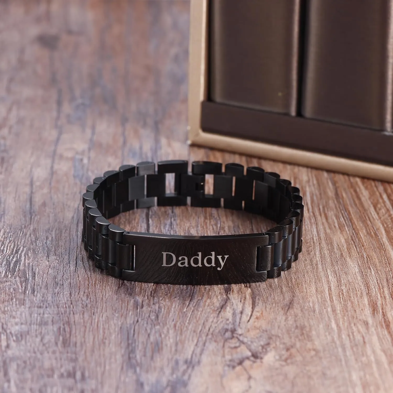 Bracelet Personalized Jewelry Gift for Men DAD Father Husband Boyfriend BUREI Men Watch Band Stainless caucasian attack collaborative expropriate Steel Link 