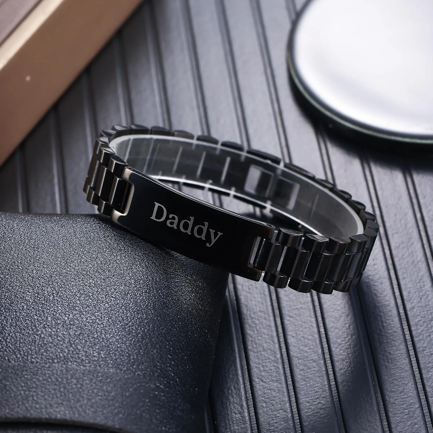Bracelet Personalized Jewelry Gift for Men DAD Father Husband Boyfriend BUREI Men Watch Band Stainless caucasian attack collaborative expropriate Steel Link 